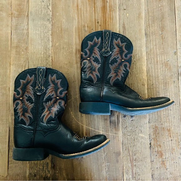ARIAT Boots Western Cowboy Boots Kids Black with Embroidered Design Size 1 - Picture 10 of 10
